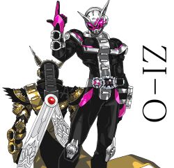 Rule 34 | 2131001010, 2boys, absurdres, armor, belt, bodysuit, character name, clock hands, driver (kamen rider), gloves, gold trim, helmet, highres, horns, index finger raised, kamen rider, kamen rider zi-o, kamen rider zi-o (series), looking at viewer, male focus, multiple boys, ouma zi-o, pink eyes, pointing, pointing up, rider belt, rider watch, solo focus, tokusatsu, white background, ziku driver