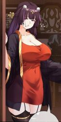 Rule 34 | 1girl, breasts, hair ornament, highres, large breasts, long hair, manhua, please kill the demon, purple eyes