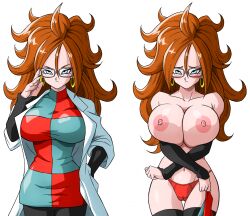 Rule 34 | 1girl, android 21, breasts, cameltoe, dragon ball, game cg, huge breasts, large breasts, looking at viewer, panties, red panties, striped, uncensored, underwear, vertical stripes, wide hips, yamamoto doujin