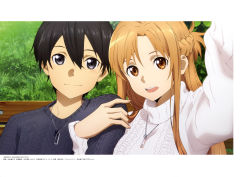 Rule 34 | 1boy, 1girl, absurdres, artist request, asuna (sao), blonde hair, chain, chain necklace, highres, jewelry, kirito, long hair, necklace, selfie, sweater, sword art online, sword art online: alicization, white sweater