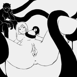 Rule 34 | 1boy, 1girl, animated, animated gif, anus, ass, bdsm, black skin, bondage, bored, bouncing breasts, bound, bound arms, breasts, breasts apart, clitoris, colored skin, completely nude, consensual tentacles, cum, cum in pussy, cum overflow, demon boy, emotionless sex, female orgasm, grabbing, grabbing another&#039;s breast, greyscale, happy, happy sex, head rest, hetero, horns, large breasts, mike inel, monochrome, nipple stimulation, nipple tweak, nipples, nude, orgasm, original, pussy, restrained, short hair, smile, spread legs, tentacle sex, tentacles, uncensored, vaginal