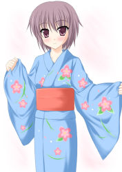Rule 34 | 00s, 1girl, blue kimono, japanese clothes, kimono, minamori noeru, nagato yuki, short hair, solo, suzumiya haruhi no yuuutsu, yukata