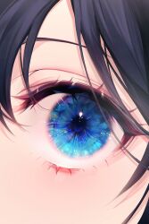 Rule 34 | 1other, 58 (opal 00 58), ambiguous gender, black hair, blue eyes, close-up, commentary, english commentary, eye focus, eyelashes, hair between eyes, highres, looking at viewer, original, solo