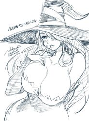 Rule 34 | 1girl, bare shoulders, breasts, cleavage, detached sleeves, dragon&#039;s crown, hair over one eye, hat, highres, huge breasts, long hair, skirt, sorceress (dragon&#039;s crown), witch hat