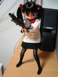 Rule 34 | black hair, doll, gun, moe (phrase), moko-chan, photo (medium), tagme, weapon