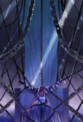 Rule 34 | 00s, 1girl, archetype earth, arcueid brunestud, bdsm, blonde hair, bondage, bound, breasts, chain, chair, cleavage, covered eyes, dress, highres, long hair, millenium castle brunestud, official art, sitting, solo, sparkle, throne, tsukihime, very long hair, vivory seat