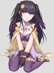 Rule 34 | 1girl, absurdres, animal ears, black hair, blunt bangs, blush, bracelet, breasts, cape, circlet, cleavage, commentary request, detached collar, fake animal ears, fire emblem, fire emblem awakening, fire emblem heroes, gloves, grey background, high heels, highres, jewelry, long hair, looking away, medium breasts, nintendo, official alternate costume, pantyhose, peach11 01, purple eyes, purple pantyhose, rabbit ears, solo, tharja (fire emblem), yellow cape, yellow footwear