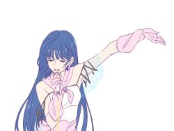 Rule 34 | 1girl, blue hair, breasts, cable, choujikuu yousai macross, closed eyes, dress, drill hair, drill sidelocks, earrings, gloves, hair behind ear, holding, holding microphone, jewelry, lynn minmay, macross, macross: do you remember love?, microphone, music, off shoulder, outstretched arm, pink gloves, sidelocks, singing, single earring, small breasts, smile, solo, suzutsuki kurara, white background, white dress
