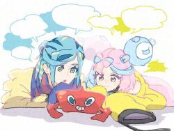 1boy 1girl creatures_(company) game_freak gen_4_pokemon grusha_(pokemon) iono_(pokemon) nintendo pokemon pokemon_sv rotom rotom_dex sariika_(sakisariika) simple_background white_background