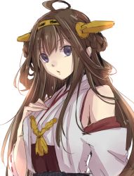 Rule 34 | 10s, 1girl, ahoge, bad id, bad pixiv id, bare shoulders, brown hair, chestnut mouth, detached sleeves, double bun, hairband, hand on own chest, hiki-wota, japanese clothes, kantai collection, kongou (kancolle), long hair, open mouth, personification, sketch, solo