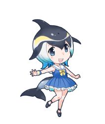 Rule 34 | 1girl, animal costume, animal ear fluff, animal ears, cetacean tail, common dolphin (kemono friends), fins, fish tail, highres, kemono friends, looking at viewer, official art, solo, standing, tachi-e, tail, transparent background, yoshizaki mine