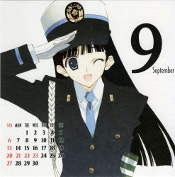 Rule 34 | black hair, calendar, highres, nakamura takeshi, one eye closed, police, police uniform, solo, uniform, wink