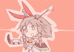 Rule 34 | 1girl, ahoge, arrow (projectile), arrow in body, arrow in head, bow, braid, brown hair, chibi, emma (fire emblem), fire emblem, fire emblem cipher, gauntlets, gloves, nintendo, object through head, open mouth, ponytail, red background, solo, third, yellow eyes