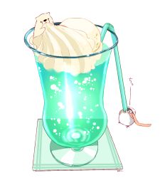 Rule 34 | bear, bird, bubble, chai (drawingchisanne), drink, drinking straw, food, food focus, hat, highres, ice cream, liquid, no humans, original, penguin, scarf, simple background, whipped cream, white background