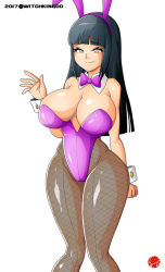Rule 34 | 1girl, animal ears, ass, bare shoulders, black hair, bow, bowtie, breasts, cameltoe, cleavage, curvy, detached collar, fake animal ears, female focus, fishnet pantyhose, fishnets, grey eyes, highleg, highleg leotard, hyuuga hinata, large breasts, leotard, long hair, looking at viewer, naruto, naruto (series), pantyhose, playboy bunny, rabbit ears, rabbit girl, seamed legwear, smile, solo, standing, text focus, thick thighs, thighs, wide hips, witchking00, wrist cuffs