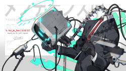 Rule 34 | 1boy, android, black gloves, black jacket, business suit, buttoned cuffs, buttons, cable, character name, collared shirt, commission, disembodied head, formal, gloves, halo, highres, holding, holding head, holding screwdriver, indie virtual youtuber, jacket, long sleeves, mechanical parts, mechanical spine, necktie, red necktie, screwdriver, shin da kazu, shirt, signature, skeb commission, solo, suit, suit jacket, twitter username, upper body, virtual youtuber, white shirt, zenmaibook