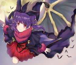 Rule 34 | 1girl, blush, cape, dragon girl, dragon wings, dress, fire emblem, fire emblem: the sacred stones, fire emblem heroes, gloves, halloween, long hair, looking at viewer, multi-tied hair, myrrh (fire emblem), nintendo, open mouth, purple hair, red eyes, short hair, simple background, smile, solo, twintails, wings, wspread