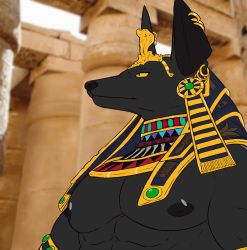 Rule 34 | anubis (mythology), deity of war, egyptian, egyptian clothes, egyptian mythology, furry, furry male, god of war, highres, jackal, non-web source, pharaoh