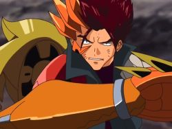 Rule 34 | 1boy, animated, animated gif, clenched hand, energy, huge filesize, jacket, kazuma (scryed), male focus, red hair, scryed, smile, solo