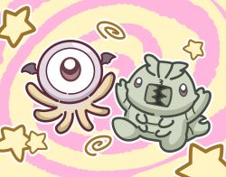 Rule 34 | bug, chibi, head wings, highres, ishiyumi, ma no mono-tachi, mandibles, monster, no humans, one-eyed, purple eyes, spiral, star (symbol), tentacles, wings