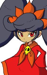 Rule 34 | 1girl, ashley (warioware), black hair, dress, hand on own hip, looking at viewer, lowres, mario (series), nintendo, ponytail, red eyes, solo, super mario bros. 1, twintails, warioware, white background, aged down