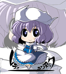 Rule 34 | 1girl, bad id, bad pixiv id, chibi, crazy developers, female focus, hat, letty whiterock, light purple hair, scarf, smile, solo, touhou, white scarf