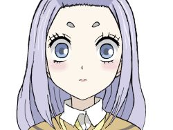 Rule 34 | 1girl, blue eyes, female focus, kamisama hajimemashita, numa no himemiko, purple hair, solo, upper body, white background
