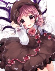 Rule 34 | 1girl, bad id, bad pixiv id, commentary request, dress, hat, long sleeves, looking at viewer, mystia lorelei, open mouth, pink eyes, pink hair, short hair, solo, touhou, uguisu mochi (ykss35), wings