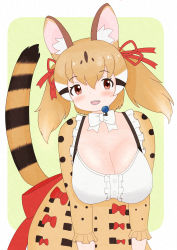 Rule 34 | absurdres, animal costume, animal ear fluff, animal ears, cat ears, cat girl, cat tail, highres, kemono friends, kemono friends v project, large-spotted genet (kemono friends), long hair, ribbon, sun3 bears, tail, twintails, virtual youtuber
