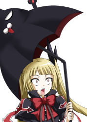 Rule 34 | 1girl, arc system works, bad id, bad pixiv id, blazblue, blonde hair, constricted pupils, kuon makoto, nago, open mouth, rachel alucard, red eyes