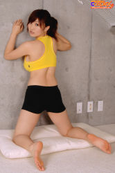 Rule 34 | absurdres, ass, highres, photo (medium), ponytail, shorts, sports bra, yoshizuki azusa