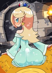 Rule 34 | 1boy, 1girl, absurdres, blonde hair, blue dress, blue eyes, blush, bowser, closed mouth, crown, dress, earrings, from behind, furry, furry male, furry with non-furry, grey background, heart, heart-shaped pupils, hetero, highres, interspecies, jewelry, large insertion, large penis, long hair, long sleeves, looking at viewer, looking back, mario (series), nintendo, off-shoulder dress, off shoulder, penis, pov, pov crotch, rariatto (ganguri), reverse cowgirl position, rosalina, sex, sex from behind, sideways mouth, simple background, smile, star (symbol), star earrings, straddling, super mario galaxy, symbol-only commentary, symbol-shaped pupils, torch, x-ray