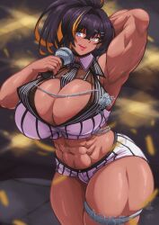 Rule 34 | abs, armpits, breasts, goddess of victory: nikke, highres, huge breasts, muscular, muscular female, noise (nikke), ponytail, roneesan