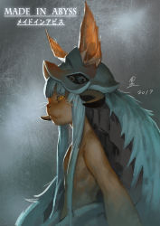 Rule 34 | artist request, brown eyes, rabbit, furry, long hair, made in abyss, nanachi (made in abyss), smile, white hair