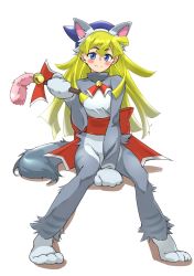 Rule 34 | 1girl, absurdres, animal costume, bell, blonde hair, blue eyes, blush, cat costume, closed mouth, full-face blush, highres, long hair, looking at viewer, puyopuyo, smile, solo, tanabe (fueisei), witch (puyopuyo)