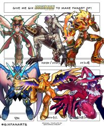 agnimon archnemon breasts claws digimon digimon_(creature) dragon duftmon hat highres horns mummymon pegasmon ulforcev-dramon warudamon wings witch_hat