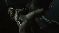 Rule 34 | 3d, animated, animated gif, blonde hair, blue eyes, bouncing breasts, breasts, completely nude, dead or alive, hand around neck, helena douglas, huge penis, large breasts, legs apart, monster, monster sex, nude, penis, rape, sex, studiofow
