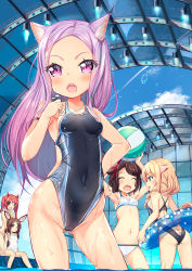 Rule 34 | 5girls, animal ear fluff, animal ears, armpits, arms up, ass, backless swimsuit, ball, beachball, bikini, black one-piece swimsuit, blonde hair, blue eyes, blush, braid, breasts, brown eyes, brown hair, bug, butterfly, cameltoe, casual one-piece swimsuit, cat ears, cat tail, closed eyes, commission, competition swimsuit, covered navel, forehead, gluteal fold, groin, hand on own hip, highleg, highleg swimsuit, highres, holing, indoors, innertube, insect, kneeling, kurozu, long hair, looking at viewer, multiple girls, navel, one-piece swimsuit, open mouth, original, pink eyes, pink hair, pool, rabbit ears, red eyes, red hair, short hair, sitting, skeb commission, small breasts, smile, soaking feet, standing, swim ring, swimsuit, tail, thighs, twin braids, twintails, water, whistle, white bikini, white one-piece swimsuit, window, yellow bikini