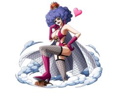 Rule 34 | 1girl, afro, bodskih, boots, breasts, cleavage, crown, emporio ivankov, facial mark, fishnets, genderswap, genderswap (mtf), gloves, hand on own hip, heart, high heel boots, high heels, large breasts, leotard, lipstick, long hair, makeup, one piece, one piece treasure cruise, open mouth, purple hair, purple lips, red footwear, red gloves, red leotard, shiny clothes, sideboob, solo, standing, tattoo, thighhighs, tongue, tongue out, transparent background, zettai ryouiki