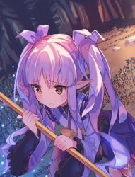 Rule 34 | 1girl, blush, elf, highres, kyoka (princess connect!), pointy ears, princess connect!, purple hair, roin, twintails, yellow eyes