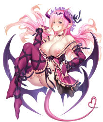 Rule 34 | 1girl, asahi, ass, blush, breasts, colored skin, covered erect nipples, curvy, demon girl, demon wings, full body, highleg, highleg panties, highres, horns, large breasts, lilith-soft, looking at viewer, mireille (taimanin asagi), monster girl, open mouth, panties, pink hair, puffy nipples, purple eyes, shiny skin, simple background, solo, sweat, tail, taimanin (series), taimanin rpgx, thong, underwear, white background, white skin, wings