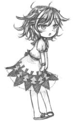 Rule 34 | 1girl, blush, cone horns, greyscale, highres, horns, kijin seija, monochrome, multicolored hair, open mouth, sketch, solo, streaked hair, striped horns, touhou, white background, wristband, yuran (kuen-hien)