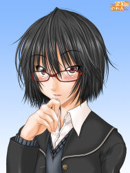 Rule 34 | amagami, aoi chihiro, bespectacled, black hair, brown eyes, glasses, nanasaki ai, school uniform, short hair, solo