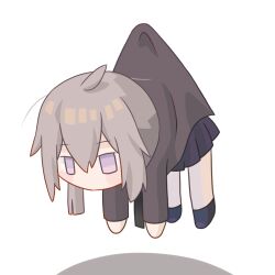 Rule 34 | ahoge, blush, chibi, chinese commentary, commentary request, girls&#039; frontline, green eyes, hanging, jacket, m200 (girls&#039; frontline), miniskirt, no mouth, ponytail, purple skirt, skirt, snyol, white background