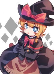 Rule 34 | 1girl, black capelet, black gloves, black hat, black skirt, black vest, blonde hair, blue eyes, blush, bow, bowtie, braid, bright pupils, capelet, cookie (touhou), elbow gloves, full body, gloves, hat, hat bow, holding, holding microphone, kirisame marisa, looking at viewer, meguru (cookie), microphone, open mouth, red bow, red bowtie, short hair, single braid, skirt, solo, touhou, vest, white pupils, witch hat, xox xxxxxx
