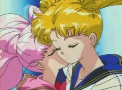 Rule 34 | 1990s (style), 2girls, age difference, animated, animated gif, bishoujo senshi sailor moon, blonde hair, chibi usa, closed eyes, female focus, kissing cheek, long hair, lowres, magical girl, mother and daughter, multiple girls, onee-loli, pink hair, retro artstyle, sailor chibi moon, sailor moon, screencap, tsukino usagi, twintails, yuri