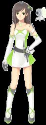 Rule 34 | 1girl, boots, brown hair, camera, elbow gloves, full body, game console, gloves, green eyes, hair bobbles, hair ornament, personification, product girl, solo, standing, transparent background, xbox, xbox 360