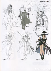 Rule 34 | 1girl, belt, black eyes, black hair, boots, braid, breasts, broom, cape, character sheet, choker, concept art, female focus, glasses, green footwear, hat, high heels, highres, hiruda reia, jewelry, lineart, long hair, long legs, mechanical broom, necklace, open mouth, partially colored, shining (series), shining wind, simple background, solo, thigh gap, tony taka, twin braids, very long hair, white background, witch, witch hat