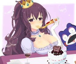 Rule 34 | 1girl, absurdres, birthday, birthday cake, breasts, cake, food, highres, large breasts, long hair, murasaki (senran kagura), pizza, senran kagura, solo, very long hair