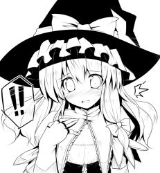 Rule 34 | 1girl, ai takurou, blush, bow, capelet, female focus, greyscale, hair bow, hat, hat bow, kirisame marisa, long hair, looking at viewer, monochrome, solo, ^^^, tears, touhou, witch hat